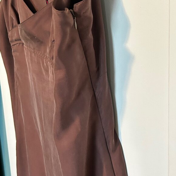 Ana Nonza Chocolate Brown Silk Slip Dress L - Picture 6 of 12